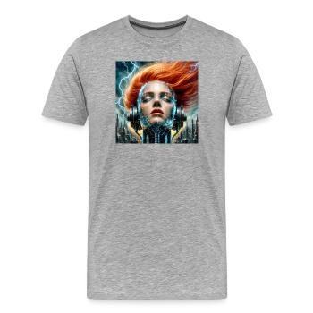 Kybernetische Fusion Frau - Männer Premium Bio T-Shirt - Grau meliert - Vorne - Damien (186cm)