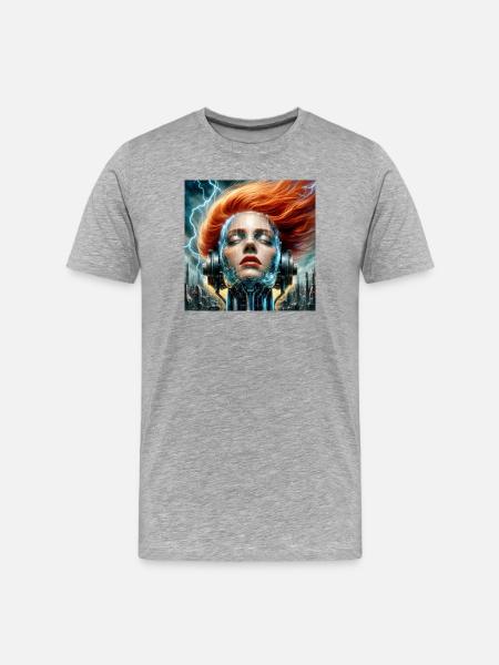 Cybernetic Fusion Woman - Men's Premium Organic T-Shirt - heather grey