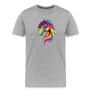 Pony Riding Pony Foal Rider Ponies Riding Pony Farm - Men's Premium Organic T-Shirt - heather grey - Front - Damien (186cm)