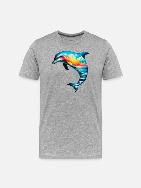 Delfin - Männer Premium Bio T-Shirt - Grau meliert