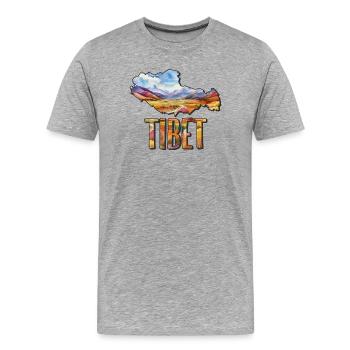 Aquarell Landkarte Tibet - Männer Premium Bio T-Shirt - Grau meliert - Vorne - Damien (186cm)