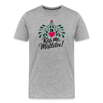 Festive Holly Heart Design - Men's Premium Organic T-Shirt - heather grey - Front - Damien (186cm)