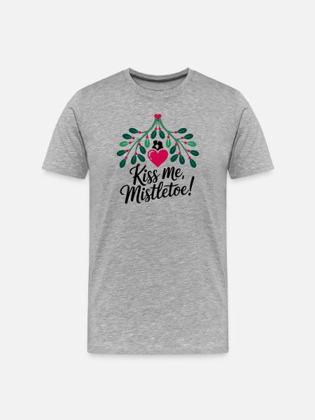 Festive Holly Heart Design - Men's Premium Organic T-Shirt - heather grey