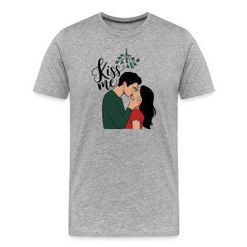 Embrasse-moi sous le gui - T-shirt bio Premium Homme - gris chiné - Devant - Damien (186cm)