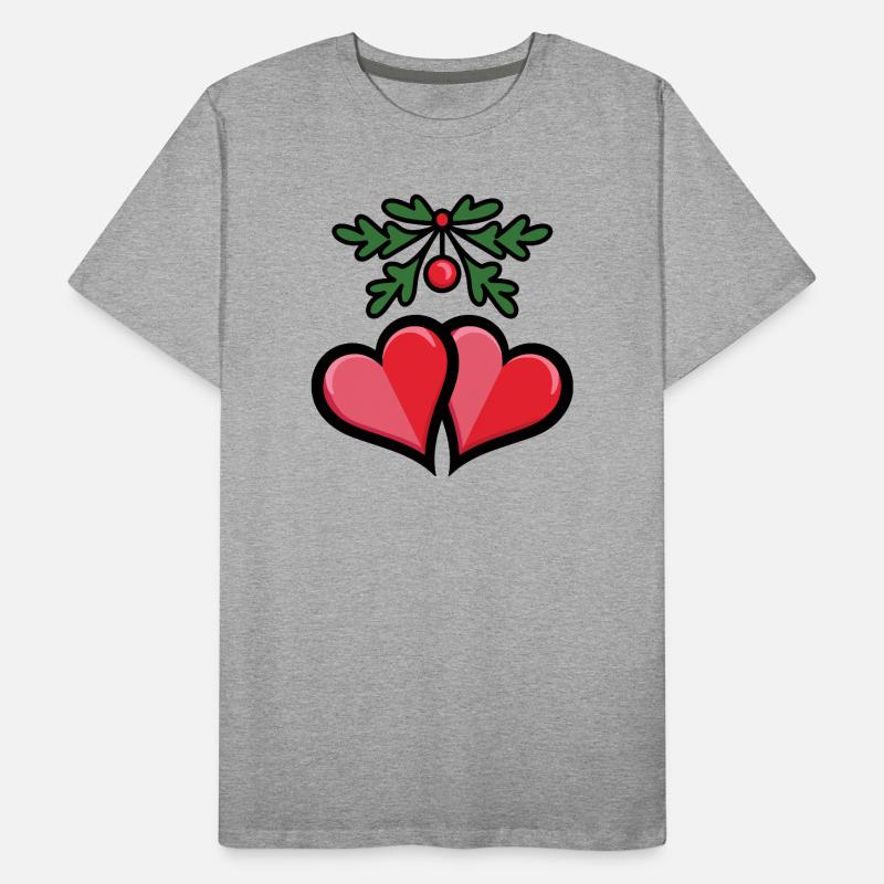 Coeurs de gui romantiques T-shirt bio Premium Homme