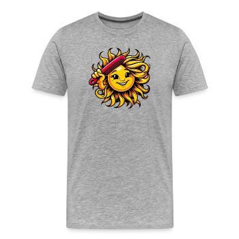 Soleil - T-shirt bio Premium Homme - gris chiné - Devant - Damien (186cm)