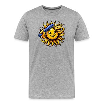 Sonne - Männer Premium Bio T-Shirt - Grau meliert - Vorne - Damien (186cm)