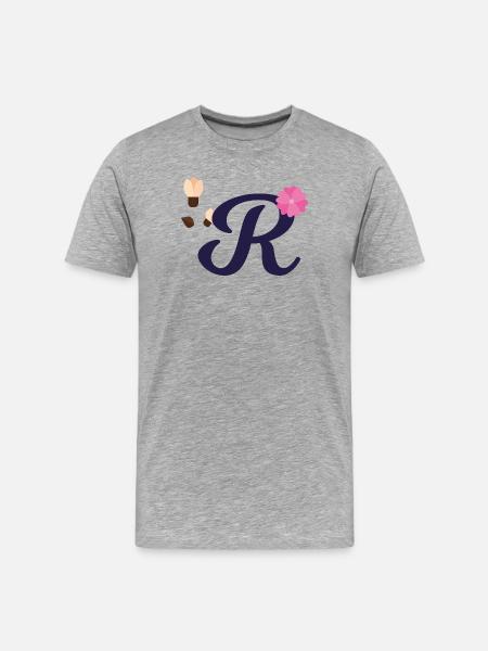 Elegant letter 'R' with flowers - Men's Premium Organic T-Shirt - heather grey