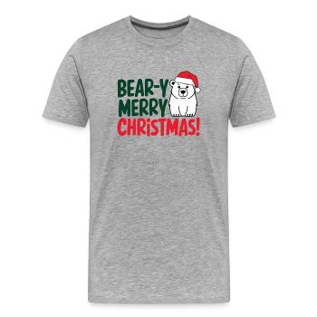 Festliches Bär Weihnachtsdesign - Männer Premium Bio T-Shirt - Grau meliert - Vorne - Damien (186cm)