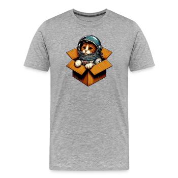 Astronaut Katze - Männer Premium Bio T-Shirt - Grau meliert - Vorne - Damien (186cm)