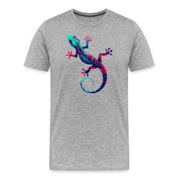 Gecko - Männer Premium Bio T-Shirt - Grau meliert - Vorne - Damien (186cm)
