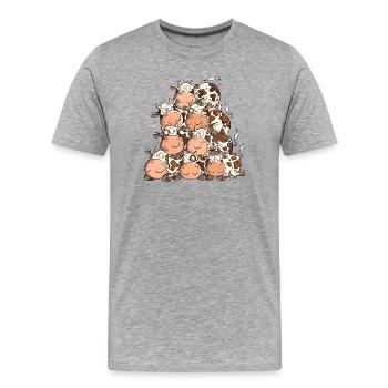 Drolliger Kuhhaufen I Kuh Kühe Rind Bauernhoftiere - Männer Premium Bio T-Shirt - Grau meliert - Vorne - Damien (186cm)