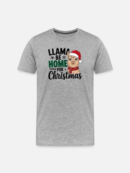 Llama Festive Christmas Design - Men's Premium Organic T-Shirt - heather grey