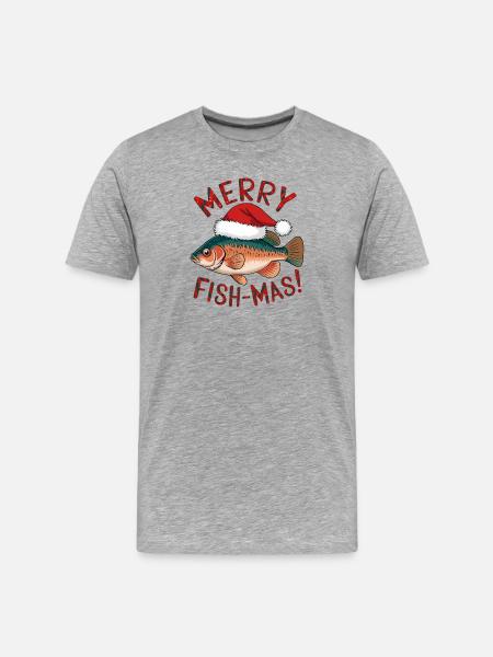 Festive Fish Christmas Design - Men's Premium Organic T-Shirt - heather grey