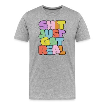 Helles buntes Slang-Typografie-Design - Männer Premium Bio T-Shirt - Grau meliert - Vorne - Damien (186cm)