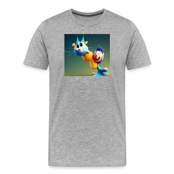 Autistic Art - Ich liebe meine blaue Katze - Männer Premium Bio T-Shirt - Grau meliert - Vorne - Damien (186cm)