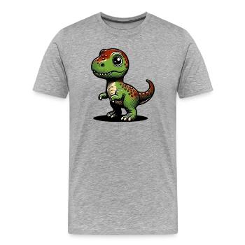 Dinosaur - Men's Premium Organic T-Shirt - heather grey - Front - Damien (186cm)