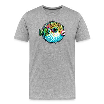 Kugelfisch - Männer Premium Bio T-Shirt - Grau meliert - Vorne - Damien (186cm)