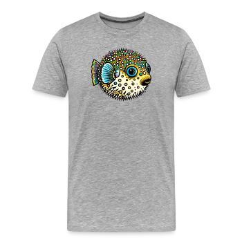 Kugelfisch - Männer Premium Bio T-Shirt - Grau meliert - Vorne - Damien (186cm)