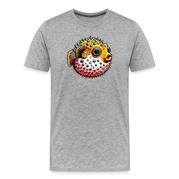 Kugelfisch - Männer Premium Bio T-Shirt - Grau meliert - Vorne - Damien (186cm)