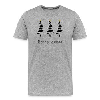 SAPIN. BONNE ANNEE. SAINT SYLVESTRE - T-shirt bio Premium Homme - gris chiné - Devant - Damien (186cm)