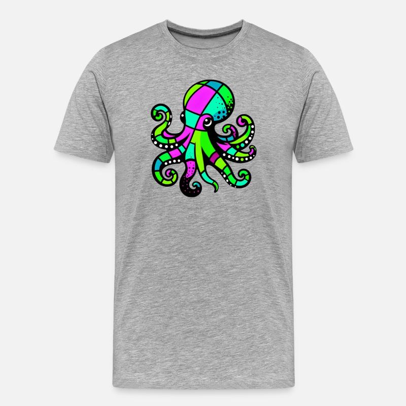 Krake - Männer Premium Bio T-Shirt - Grau meliert