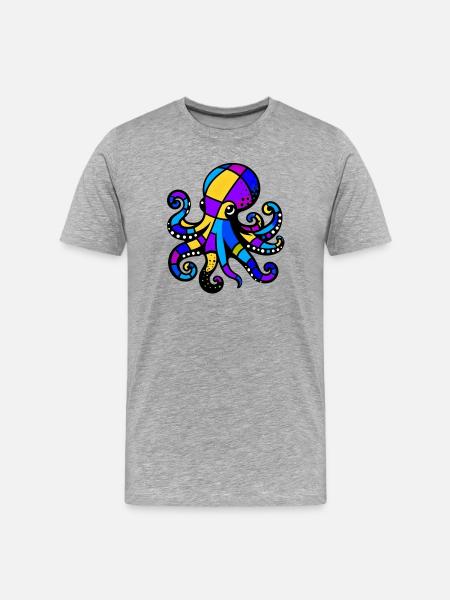 Krake - Männer Premium Bio T-Shirt - Grau meliert