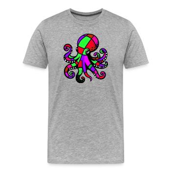 Krake - Männer Premium Bio T-Shirt - Grau meliert - Vorne - Damien (186cm)