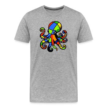 Pieuvre - T-shirt bio Premium Homme - gris chiné - Devant - Damien (186cm)