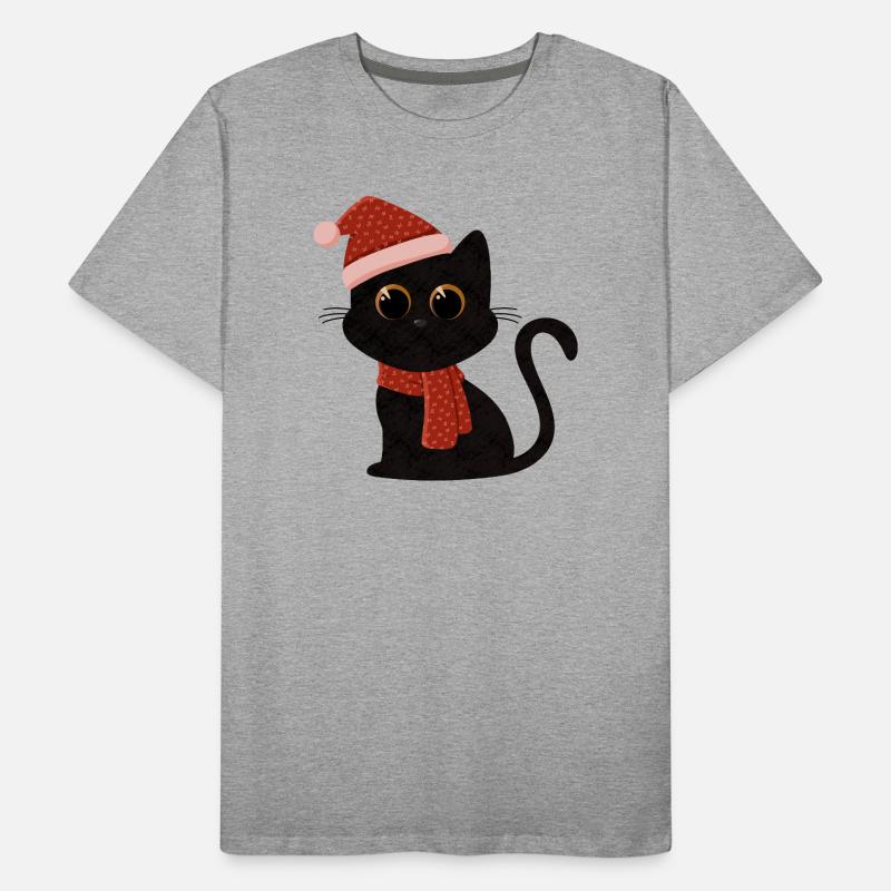 Chat Noël avec chapeau et écharpe T-shirt bio Premium Homme