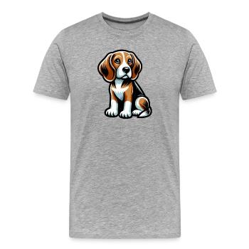 Niedlicher Hund Cartoon Beagle - Männer Premium Bio T-Shirt - Grau meliert - Vorne - Damien (186cm)