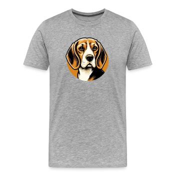 Beagle Hundekopf - Männer Premium Bio T-Shirt - Grau meliert - Vorne - Damien (186cm)