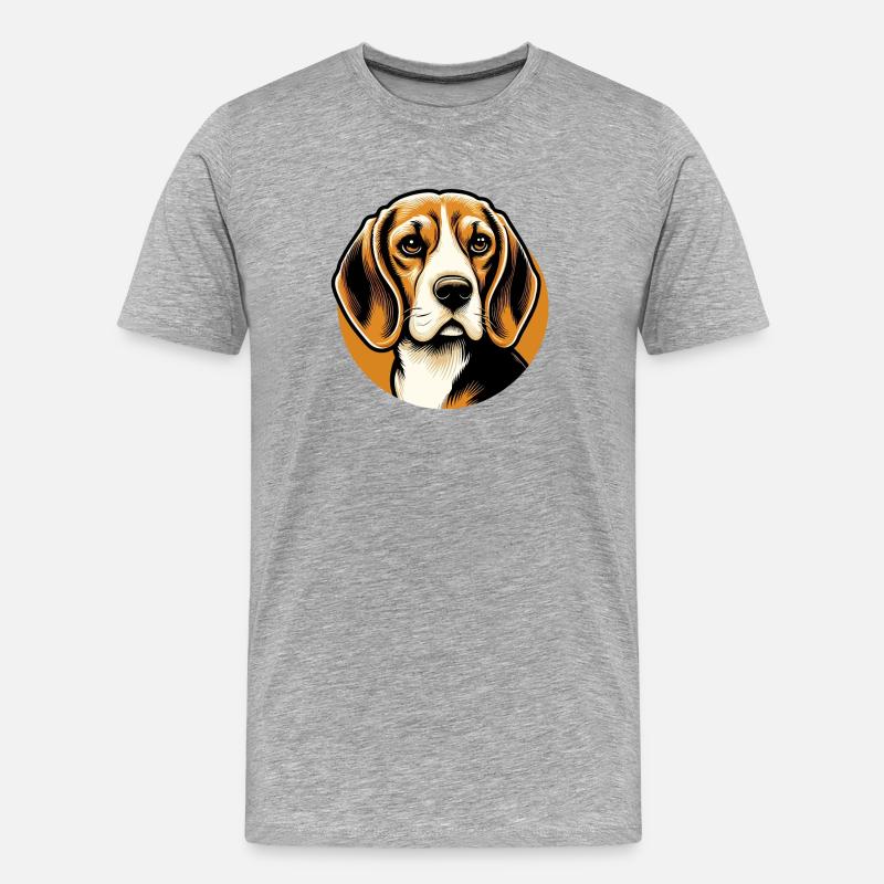 Beagle Hundekopf - Männer Premium Bio T-Shirt - Grau meliert