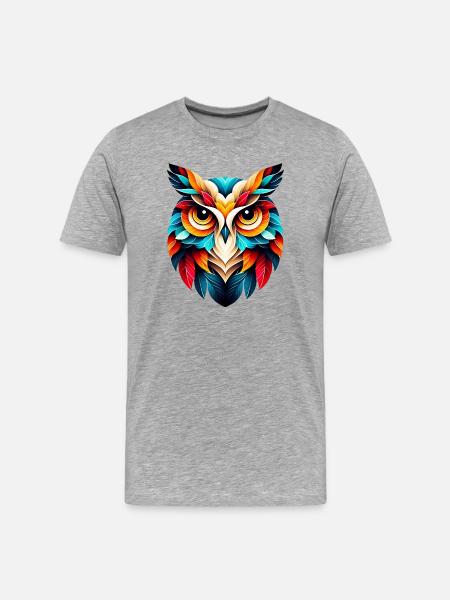 Owl - Men's Premium Organic T-Shirt - heather grey