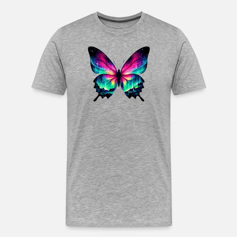 Schmetterling - Männer Premium Bio T-Shirt - Grau meliert
