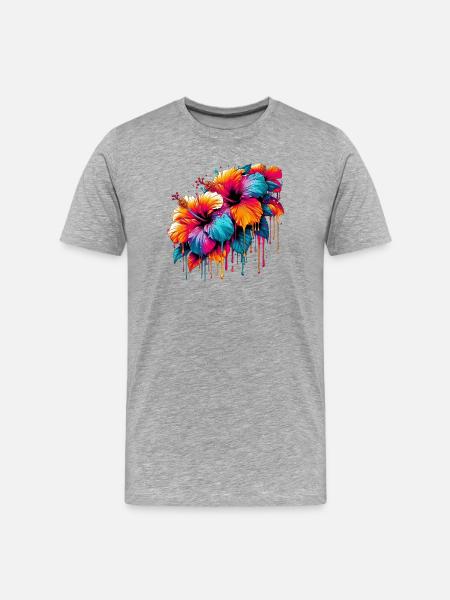 Fleurs d’hibiscus - T-shirt bio Premium Homme - gris chiné