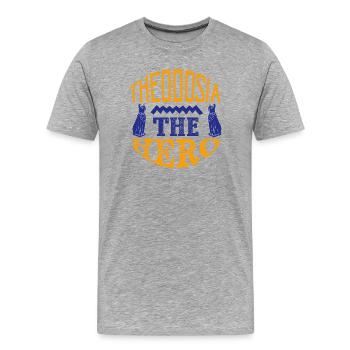 Theodosia The Hero Mit Ra-Statuen - Männer Premium Bio T-Shirt - Grau meliert - Vorne - Damien (186cm)