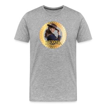 Theodosia Theo Mit Logo - Männer Premium Bio T-Shirt - Grau meliert - Vorne - Damien (186cm)