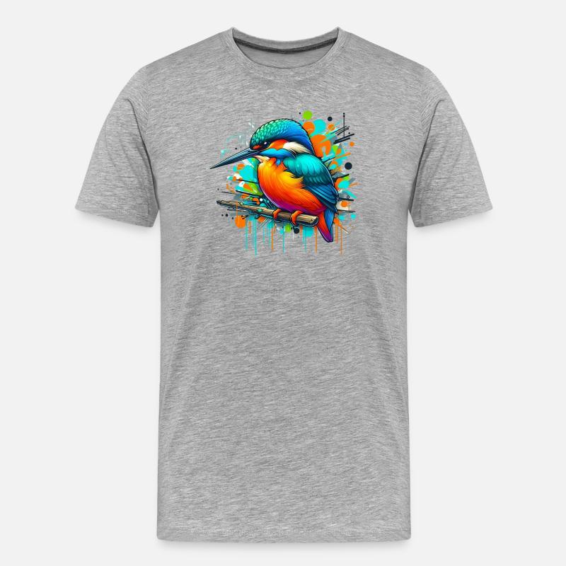Eisvogel - Männer Premium Bio T-Shirt - Grau meliert