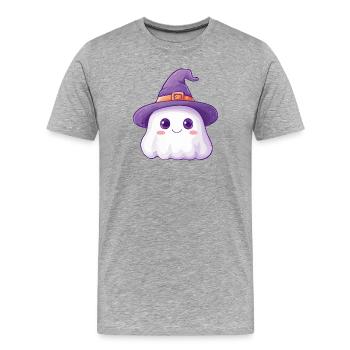 Cute Ghost - Men's Premium Organic T-Shirt - heather grey - Front - Damien (186cm)