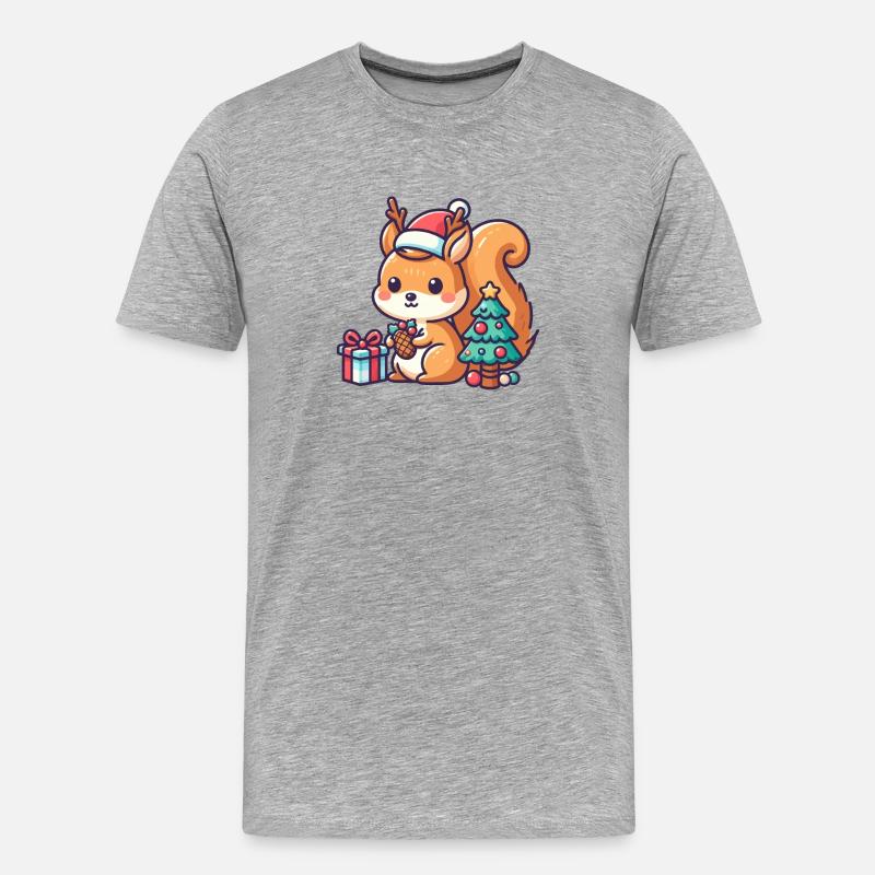 Kleines Weihnachtshörnchen - Männer Premium Bio T-Shirt - Grau meliert