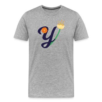 Elegant letter 'Y' with flowers - Men's Premium Organic T-Shirt - heather grey - Front - Damien (186cm)