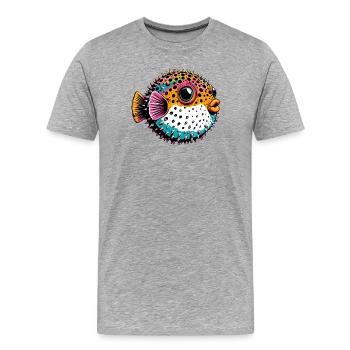 Kugelfisch - Männer Premium Bio T-Shirt - Grau meliert - Vorne - Damien (186cm)