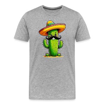 Kaktus - Männer Premium Bio T-Shirt - Grau meliert - Vorne - Damien (186cm)