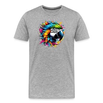 Perroquet - T-shirt bio Premium Homme - gris chiné - Devant - Damien (186cm)