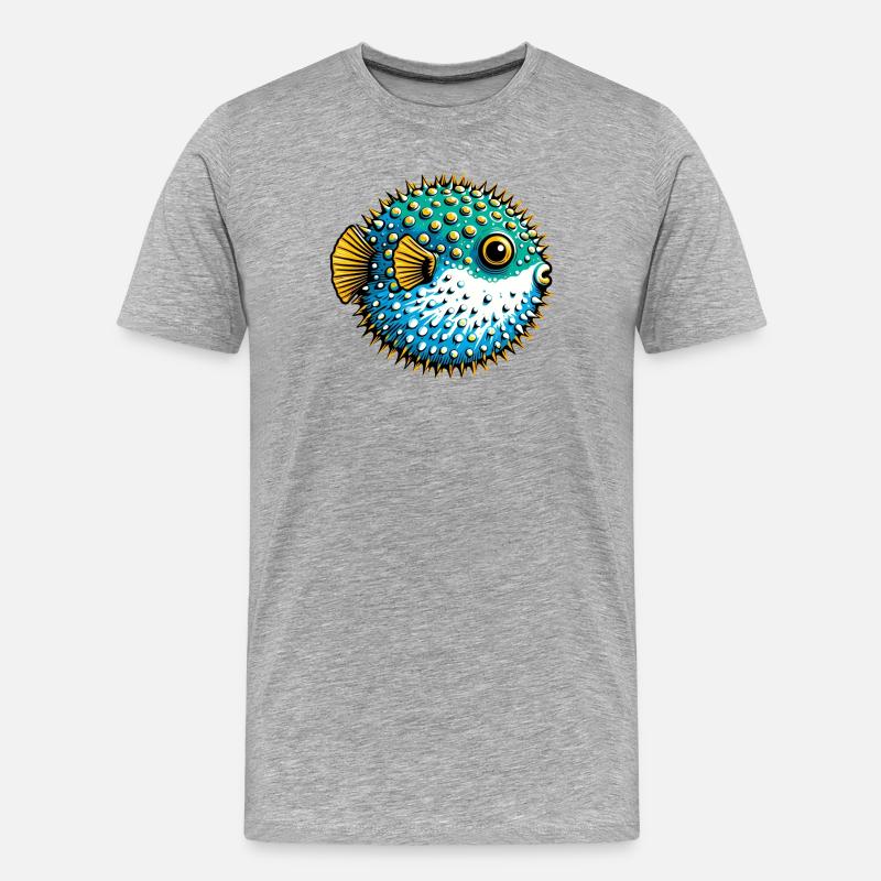 Kugelfisch - Männer Premium Bio T-Shirt - Grau meliert