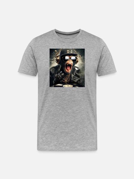 Singe DJ - T-shirt bio Premium Homme - gris chiné
