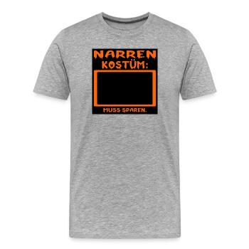 IRONIE NARREN KOSTÜM - SPAREN - Männer Premium Bio T-Shirt - Grau meliert - Vorne - Damien (186cm)