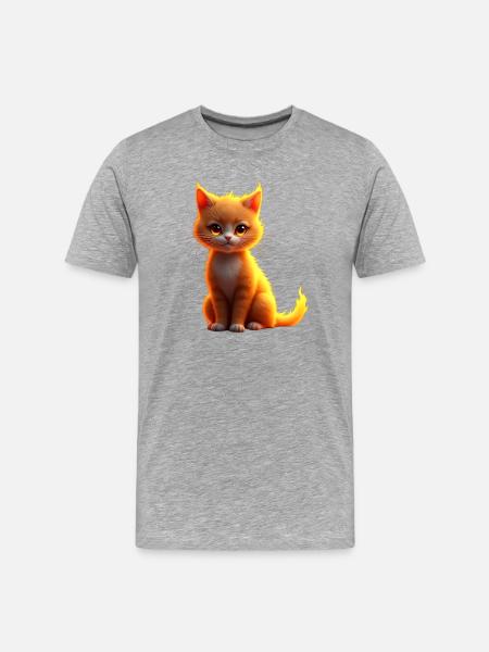 Flammenkatze Fantasie - Männer Premium Bio T-Shirt - Grau meliert