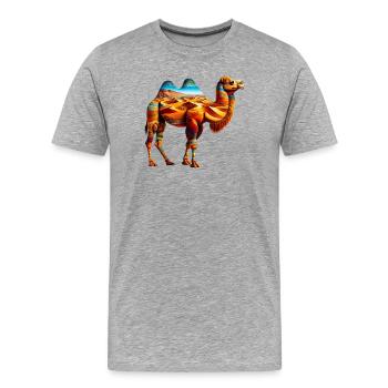 Kamel - Männer Premium Bio T-Shirt - Grau meliert - Vorne - Damien (186cm)